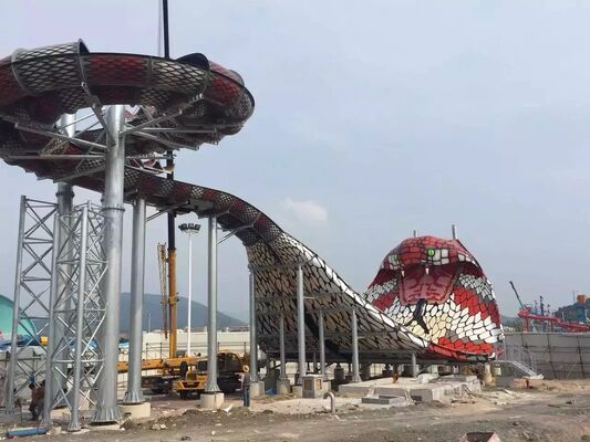 Водяной горка из стекловолокна "Кинг Кобра" с высотой платформы 16,4 м, вместимостью 480 человек и горячей оцинкованной стальной конструкцией