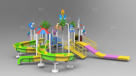 Small Interactive Water House with Hand-laid Fiberglass Flume and Hot-dip Galvanized Steel Structure for Water Park Equipment